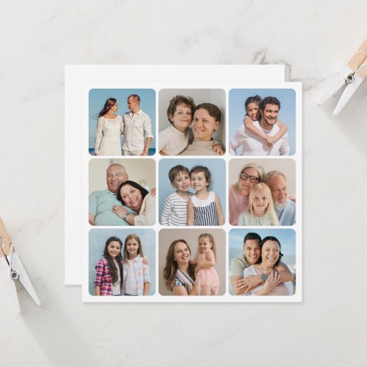 Creëer Uw eigen ronde hoeken 9 Fotocollage Kaart (Voorkant / Achterkant in situ)