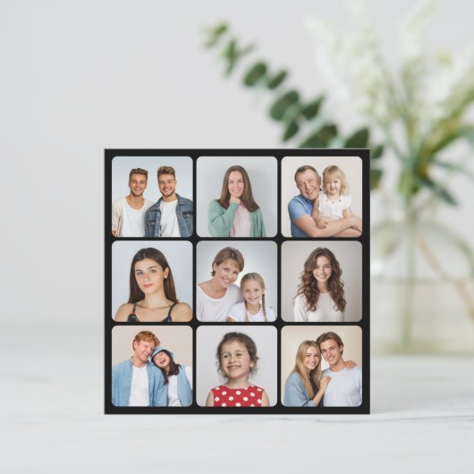 Creëer Uw eigen ronde hoeken 9 Fotocollage Kaart (Staand voorkant)