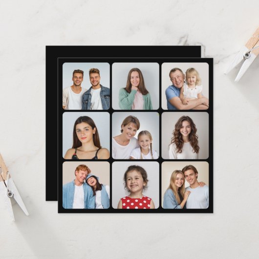 Creëer Uw eigen ronde hoeken 9 Fotocollage Kaart (Voorkant / Achterkant in situ)