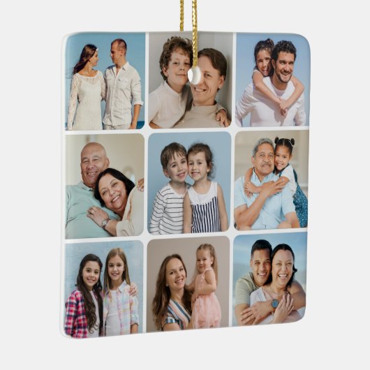 Creëer Uw eigen ronde hoeken 9 Fotocollage Keramisch Ornament (Rechts)