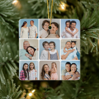 Creëer Uw eigen ronde hoeken 9 Fotocollage Keramisch Ornament