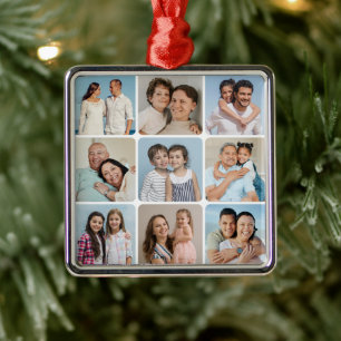 Creëer Uw eigen ronde hoeken 9 Fotocollage Metalen Ornament