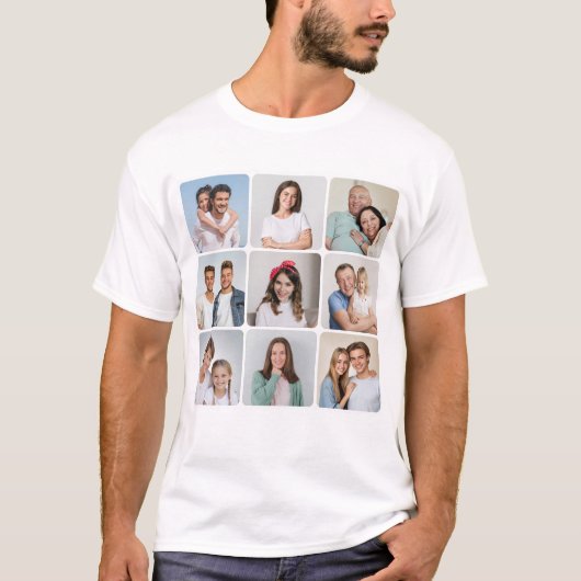 Creëer Uw eigen ronde hoeken 9 Fotocollage T-shirt (Voorkant)