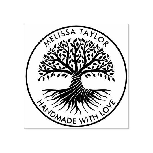 Creëer Uw eigen Ronde Levensboom Familienaam Rubberstempel (Afrduk)