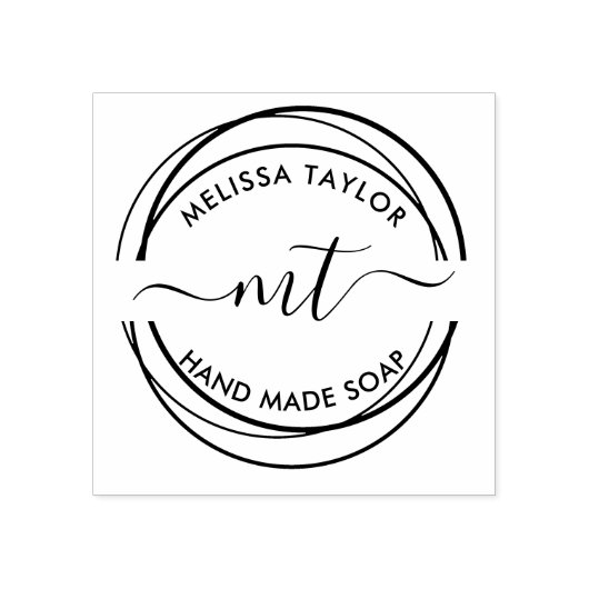 Creëer Uw Eigen Ronde Monogram initialen Rubberstempel (Afrduk)