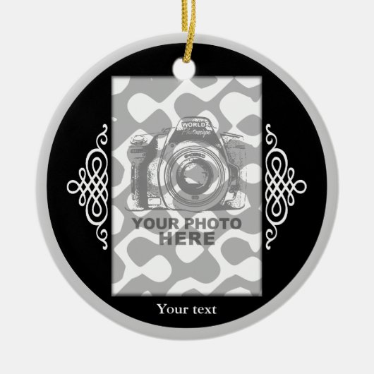 Creëer Uw eigen ronde ornament Black Elegant (Voorkant)