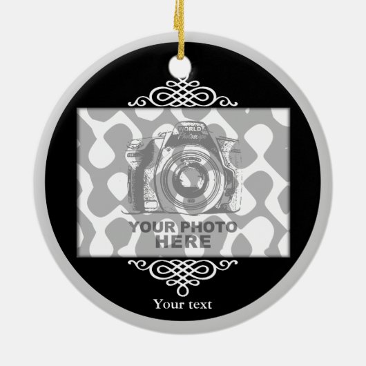 Creëer Uw eigen ronde ornament Black Elegant (Achterkant)