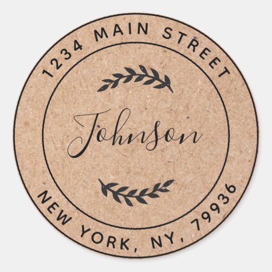 Creëer Uw eigen ronde retouradres Kraft Ronde Sticker (Voorkant)