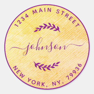 Creëer Uw eigen ronde retouradres Paarse roze Ronde Sticker