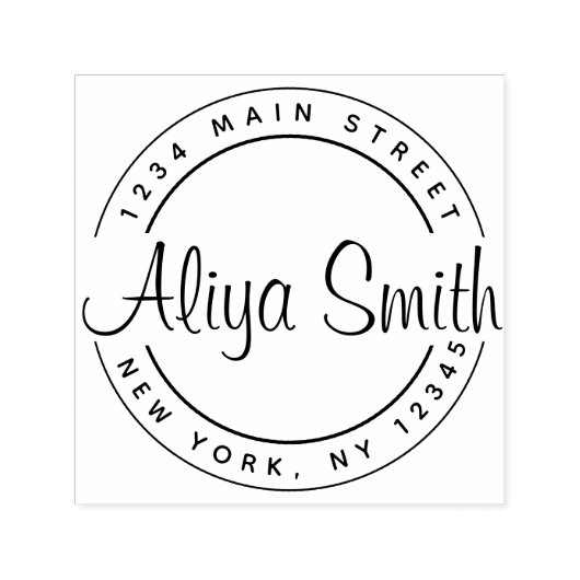 Creëer Uw eigen ronde script retouradres Zelfinktende Stempel (Design)