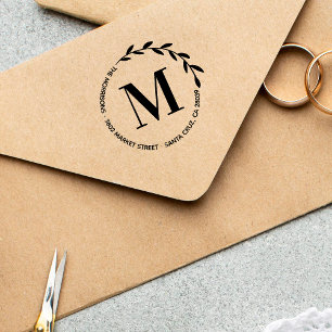 Creëer Uw eigen Ronde van het Monogram Rug Adres Rubberstempel