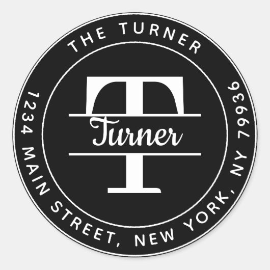 Creëer Uw eigen Rondmonogram retouradres Ronde Sticker (Voorkant)