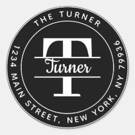 Creëer Uw eigen Rondmonogram retouradres Ronde Sticker