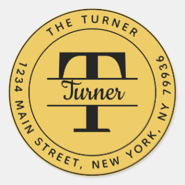 Creëer Uw eigen Rondmonogram retouradres Ronde Sticker