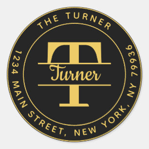 Creëer Uw eigen Rondmonogram retouradres Ronde Sticker