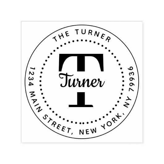 Creëer Uw eigen Rondmonogram retouradres Zelfinktende Stempel (Design)