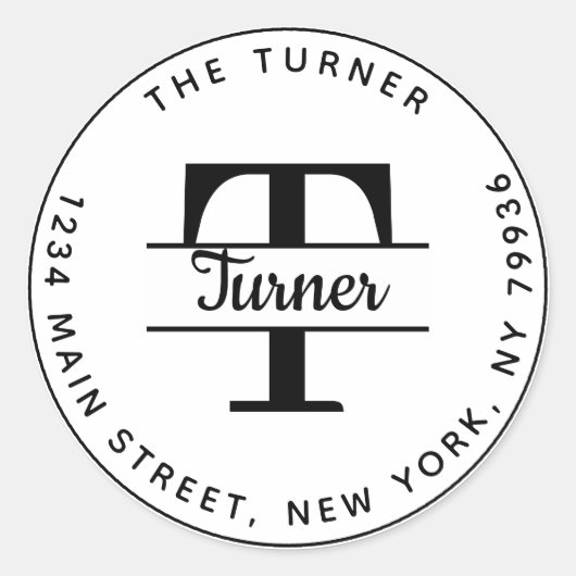 Creëer Uw eigen Rondzendadres Monogram Ronde Sticker (Voorkant)