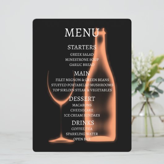 Creëer Uw Eigen Röntgenfoto Wijnglas & Fles Menu (Staand voorkant)