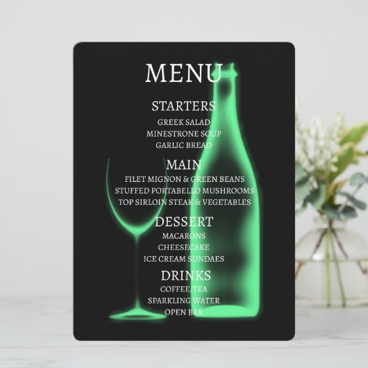 Creëer Uw Eigen Röntgenfoto Wijnglas & Fles Menu (Staand voorkant)