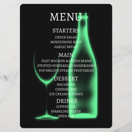 Creëer Uw Eigen Röntgenfoto Wijnglas & Fles Menu (Voorkant)