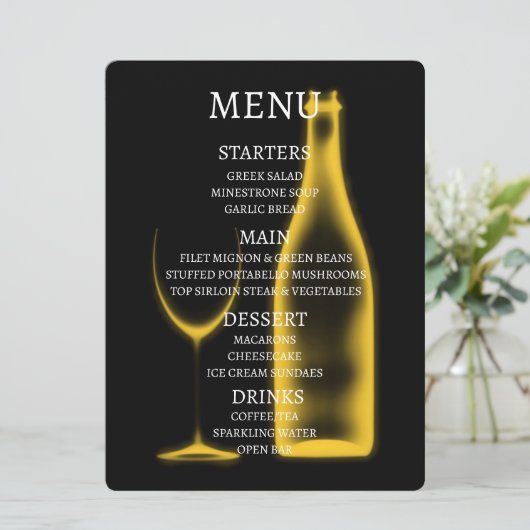 Creëer Uw Eigen Röntgenfoto Wijnglas & Fles Menu (Staand voorkant)
