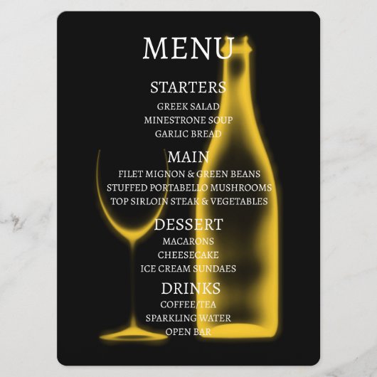 Creëer Uw Eigen Röntgenfoto Wijnglas & Fles Menu (Voorkant)