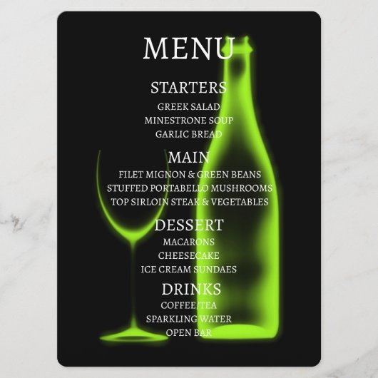 Creëer Uw Eigen Röntgenfoto Wijnglas & Fles Menu (Voorkant)