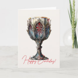 Creëer Uw eigen rood & blauw goud omrande kelk Feestdagen Kaart