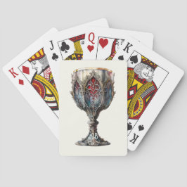 Creëer Uw eigen rood & blauw goud omrande kelk Pokerkaarten