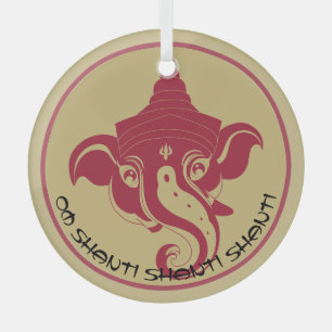 Creëer Uw Eigen Rood & Gouden Ganesh Glas Ornament