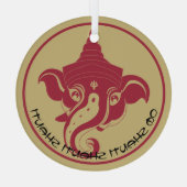 Creëer Uw Eigen Rood & Gouden Ganesh Glas Ornament (Achterkant)