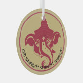 Creëer Uw Eigen Rood & Gouden Ganesh Glas Ornament (Voorkant Rechts)
