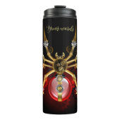 Creëer Uw Eigen Rood & Gouden Klokkenspel Spider Thermosbeker (Voorkant)