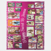 Creëer Uw Eigen Roze 25 Foto Happy Sweet 16 Fleece Deken (Voorkant)