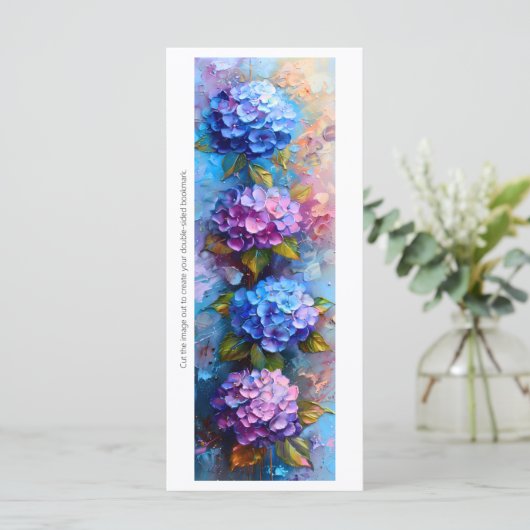 Creëer Uw eigen Roze Blauw Hydrangeas Bladwijzer (Staand voorkant)