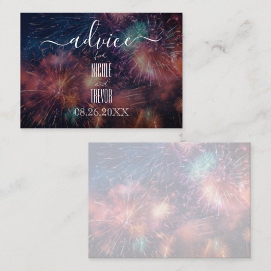 Creëer uw eigen roze blauw rood vuurwerk advieskaart (Voorkant / Achterkant)