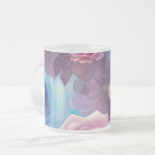 Creëer Uw eigen roze & blauwe Rozen Bloemen Matglas Koffiemok (Voorkant links)