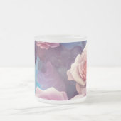 Creëer Uw eigen roze & blauwe Rozen Bloemen Matglas Koffiemok (Center)