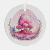 Creëer Uw eigen roze boomlandschap Glas Ornament (Achterkant)