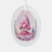 Creëer Uw eigen roze boomlandschap Glas Ornament (Voorkant links)