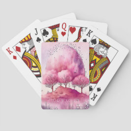 Creëer Uw eigen roze boomlandschap Pokerkaarten