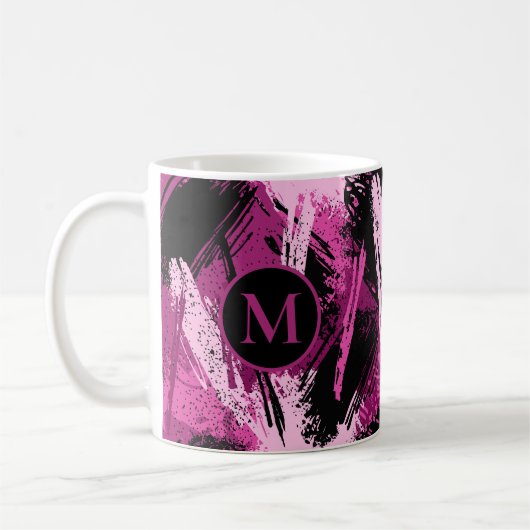 Creëer Uw eigen roze camo-monogram op maat Koffiemok (Links)