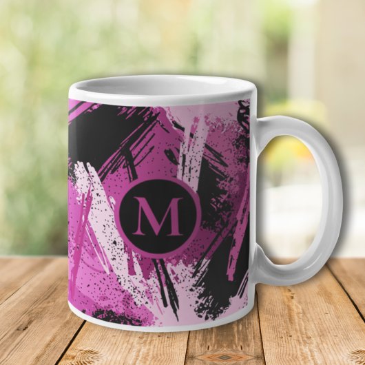 Creëer Uw eigen roze camo-monogram op maat Koffiemok