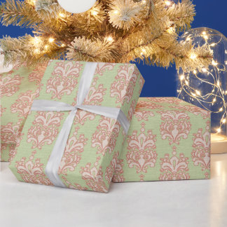 Creëer Uw eigen roze en groene Damask Cadeaupapier