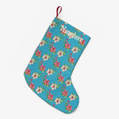 Creëer Uw eigen roze en witte poinsettia blauw Kleine Kerstsok (Voorkant (Hangend))