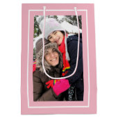 Creëer uw eigen roze kerstvakantie foto medium cadeauzakje (Achterkant)