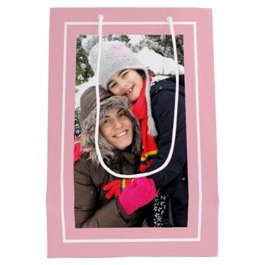 Creëer uw eigen roze kerstvakantie foto medium cadeauzakje (Achterkant)