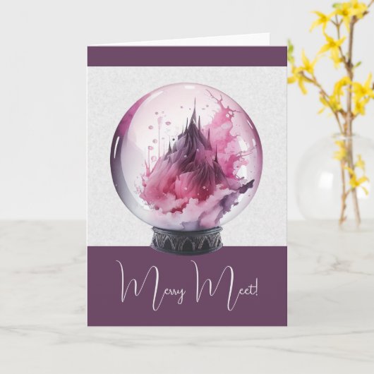 Creëer Uw eigen roze kristallen bal Kaart (Gele Bloem)