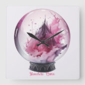 Creëer Uw eigen roze kristallen bal Vierkante Klok (Voorkant)