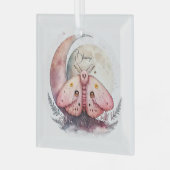 Creëer Uw eigen Roze Maan Moth & Flowers Glas Ornament (Voorkant links)